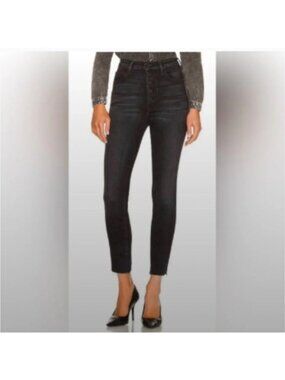 MOTHER The Pixie Swooner Ankle fray Jeans In thunder road size 26